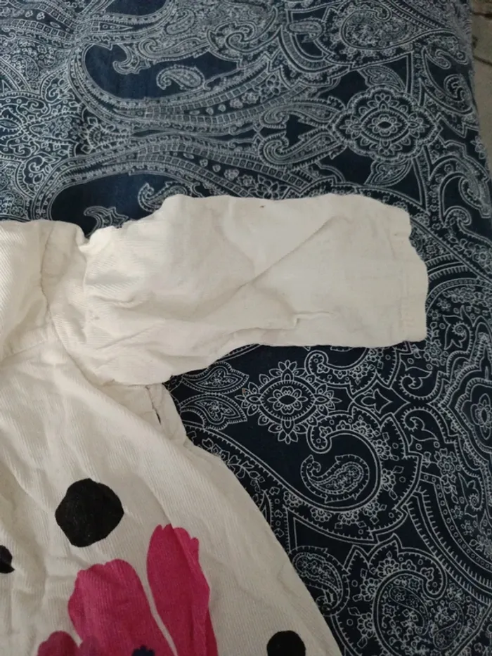 Robe manches longues catimini 9 mois blanche fleurs roses - photo numéro 4
