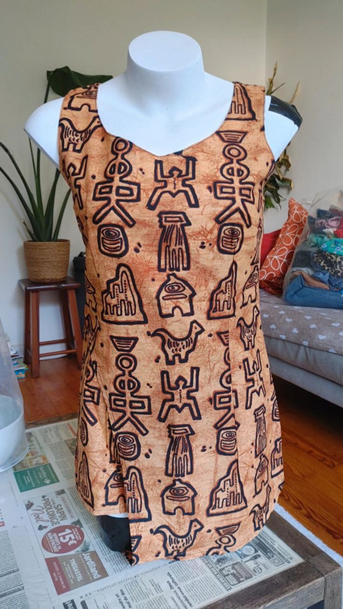 Haut top tunique sans manche tissu africain wax Batiq Sénégal - photo numéro 2