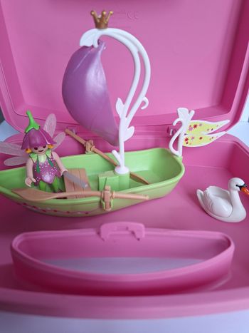 Figurine Playmobil valise transport fée, barque et cygne