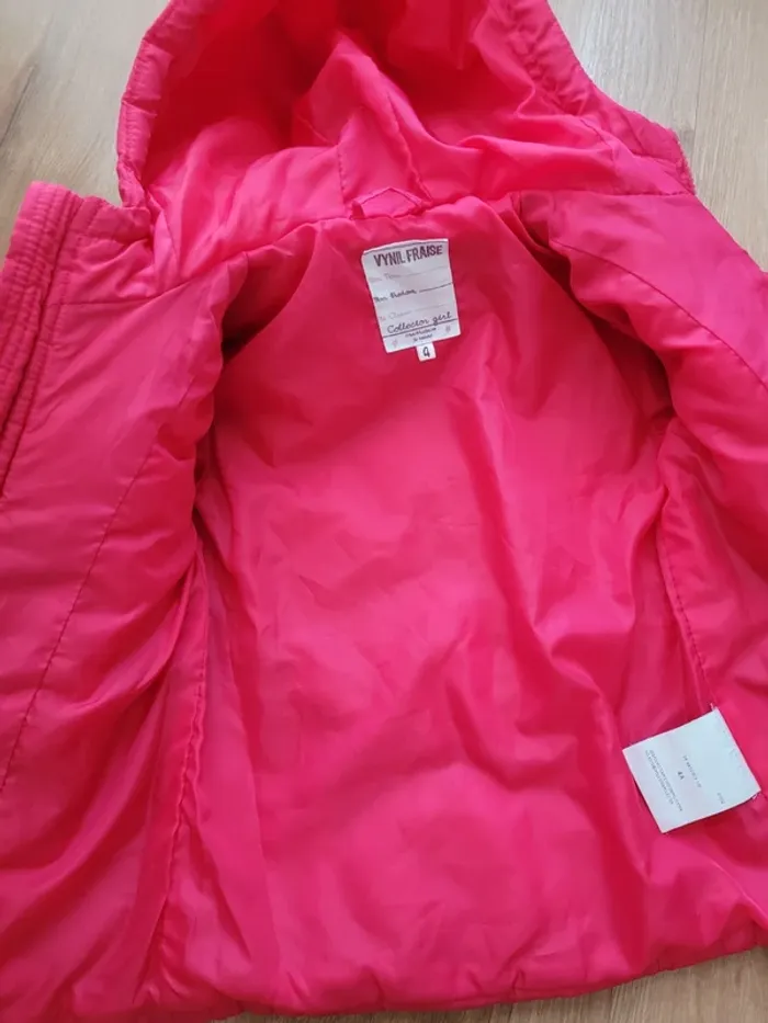 Parka à capuche Vynil Fraise 4 ans - photo numéro 4