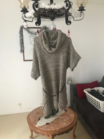 Pull colle roulé manche courte