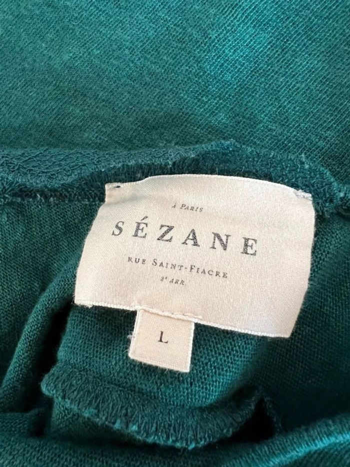 T shirt lin vert femme Sezane taille L Women green linen Grünes Leinen Damen donna lino verde - photo numéro 5