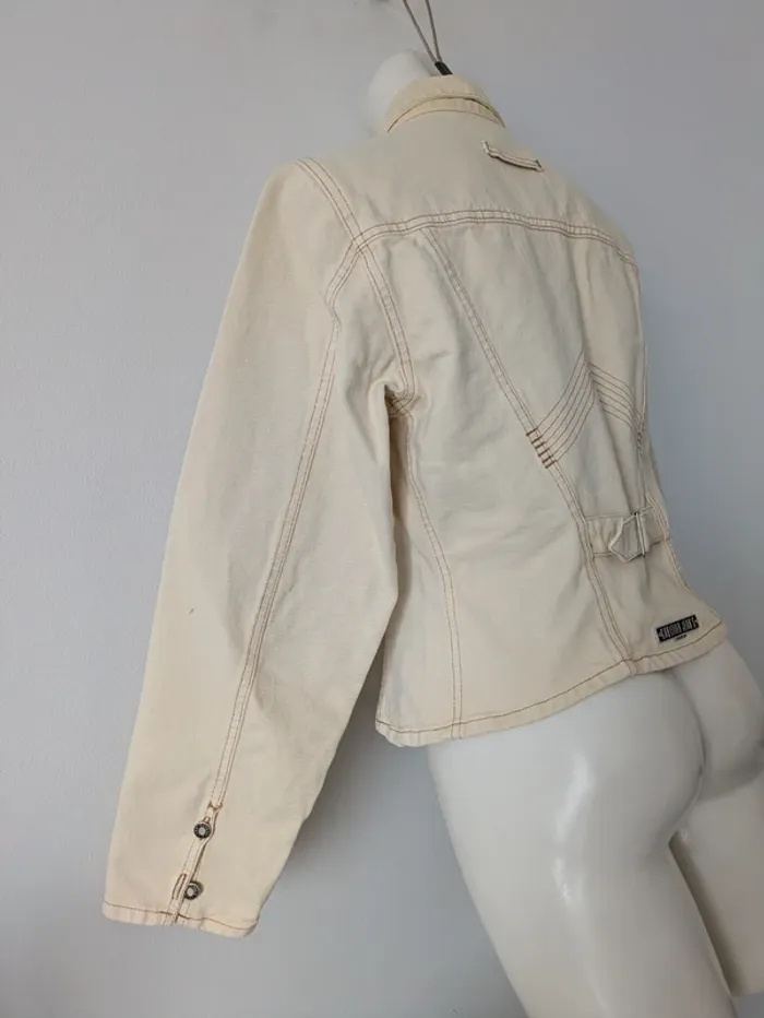 Veste en jean vintage courte beige clair - Jean Paul Gaultier - taille 36/38 - photo numéro 6