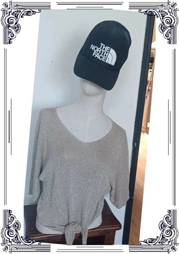 Joli pull fin doré à nouer taille S/M