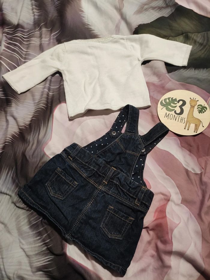 Ensemble gilet et robe en jean 3 mois - photo numéro 5