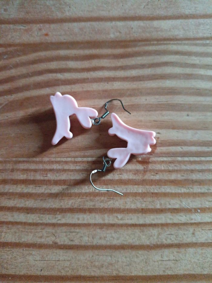 Boucles d'oreilles pâques lapin rose - photo numéro 4