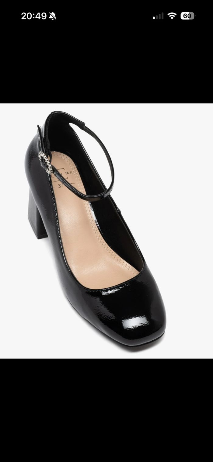 Escarpins vernis à large talon et bride cheville femme noir - photo numéro 2