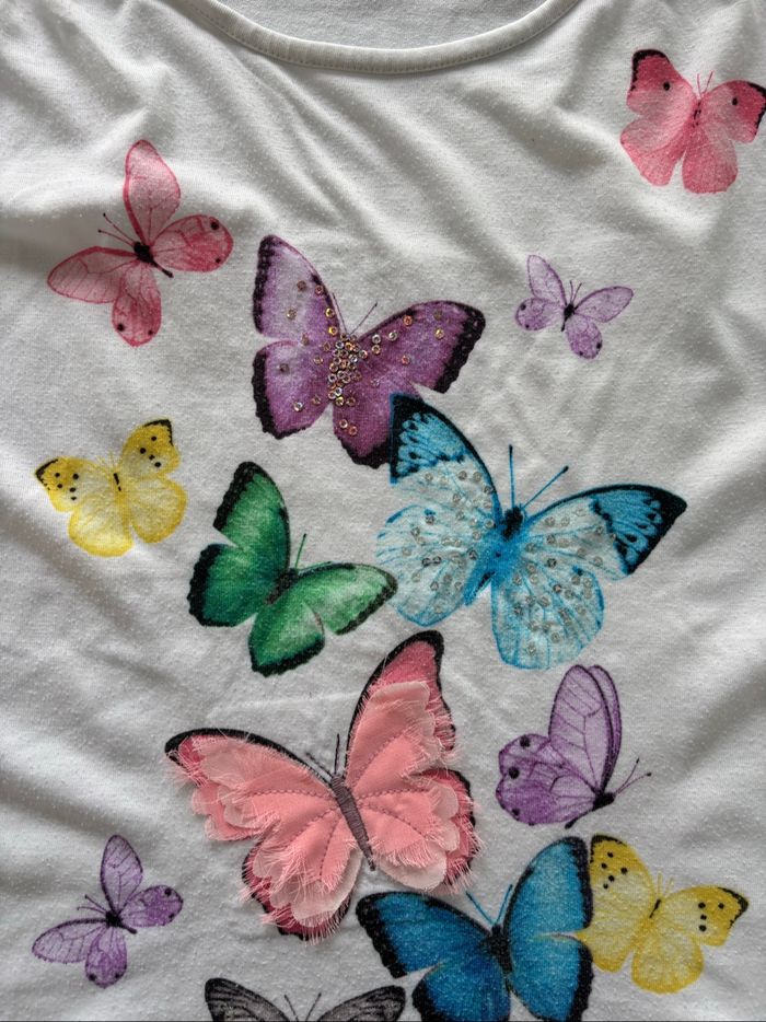 H&M - t-shirt papillon fille 6-8 ans - photo numéro 3