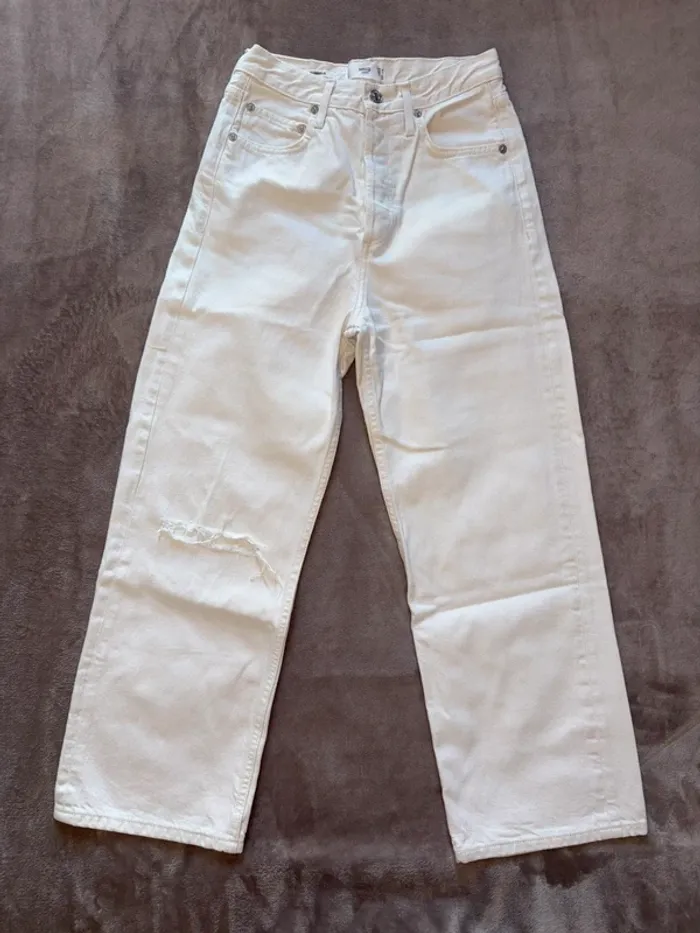 Jean blanc mango à jambes larges taille 34 femme en très bon état - photo numéro 5