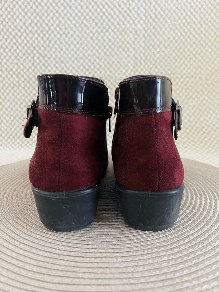Bottines velours rouge bordeaux zippées taille 37 Lady Confort - photo numéro 3