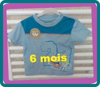 Tee shirt manche courte bleu imprimé Jungle & Beach Taille 6 mois
