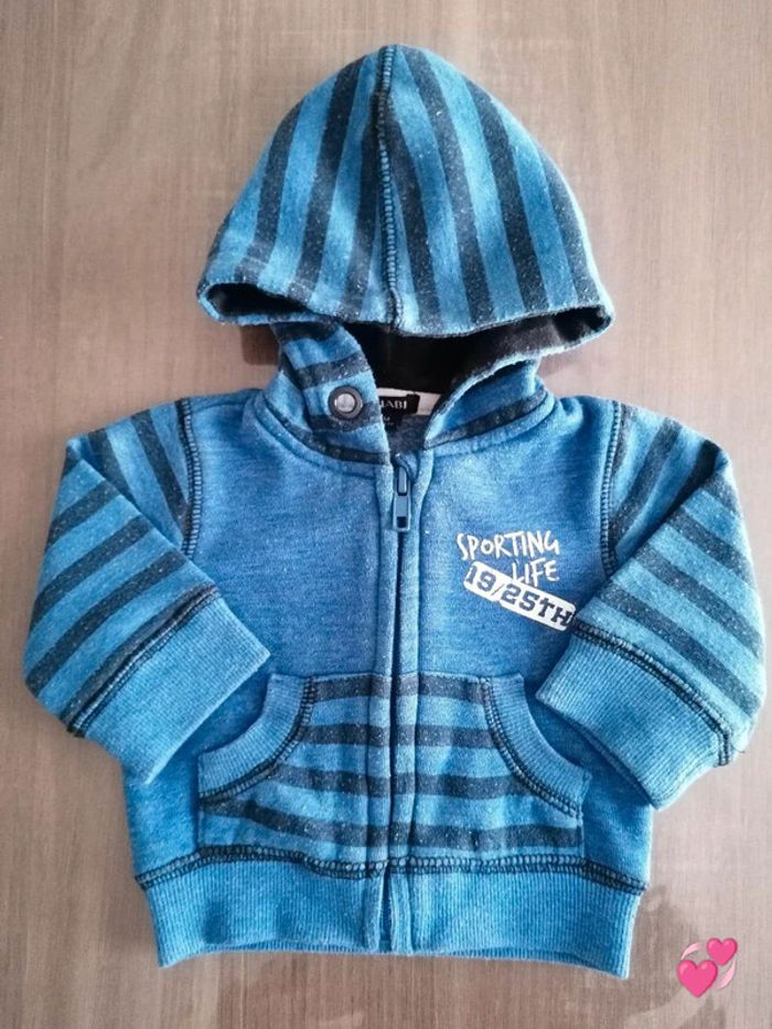 Gilet zippé à capuche bleu Kiabi 3 mois