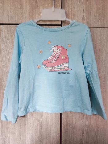 T shirt ml  bleu patins a glace / in extenso 4 ans