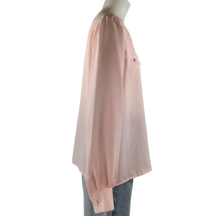 Blouse rose poudré plissée - Printemps -Made in France Blouse Vintage plis religieux Taille 40 A1094 - photo numéro 5