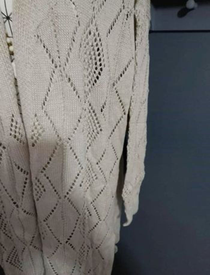 Cardigan Long Beige Grande Taille 56 – Boutonné, Manches Longues, Style Décontracté - photo numéro 3