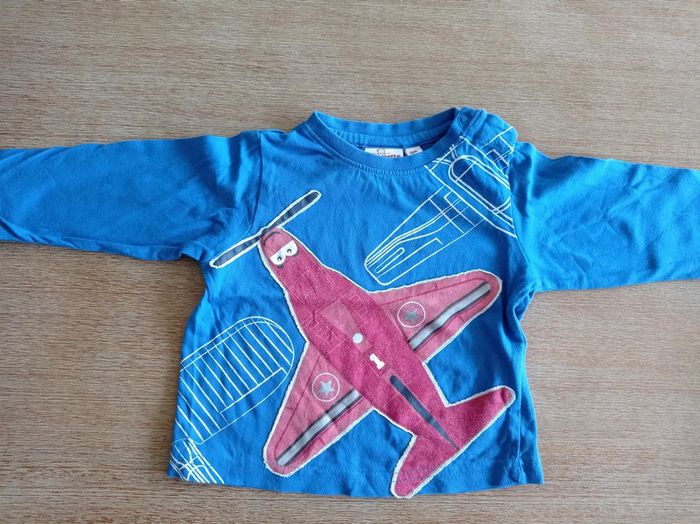 Tee shirt manches longues avion 9 mois