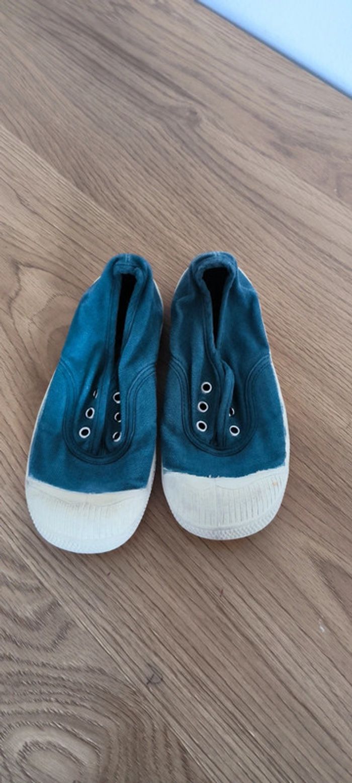 Tennis bleu sans lacets 25 très bon état fille où garçon - photo numéro 2
