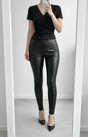 Pantalon skinny effet similicuir