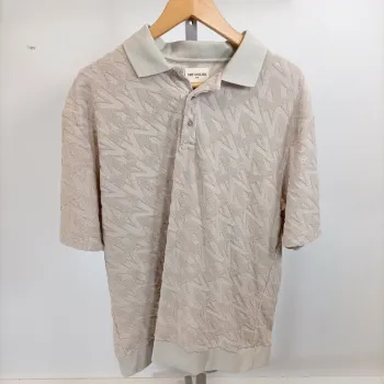 Polo stylisé polyester manches courtes col V à boutons couleur crème - CMT taille M A549