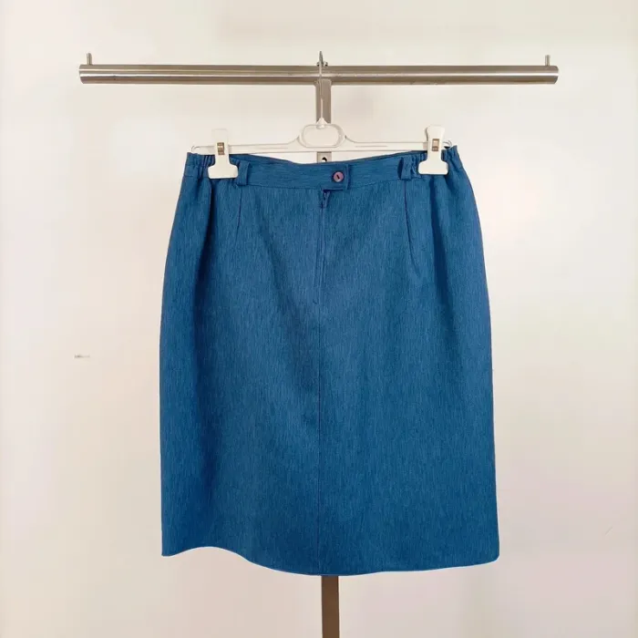 Tailleur vintage bleu Anouk 2 pièces – blazer et jupe boutonnée, taille 44 A1065 - photo numéro 17
