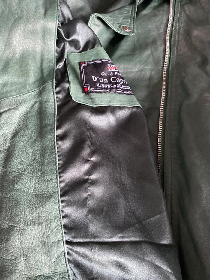 Blouson cuir souple vert bouteille convient 38/40 voir mensurations - photo numéro 12