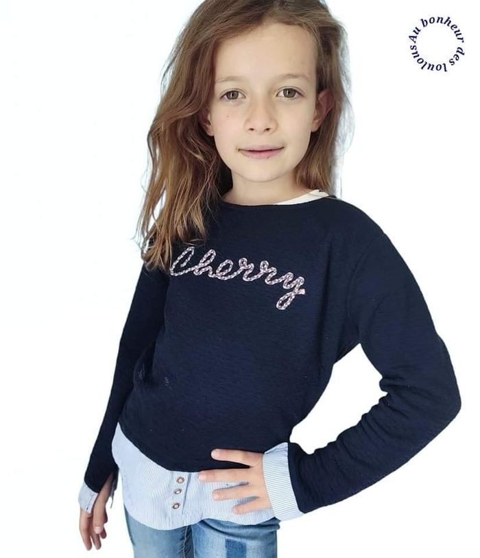 6 ans haut bi matière effet chemise ( haut en vente uniquement)