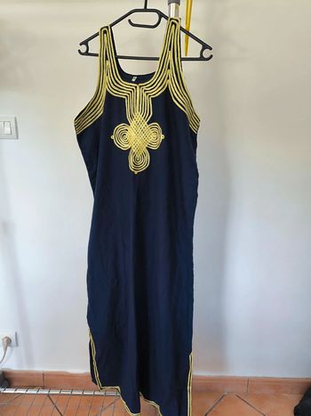 Djellaba Bleu Marine Broderies Dorées - Taille M/L