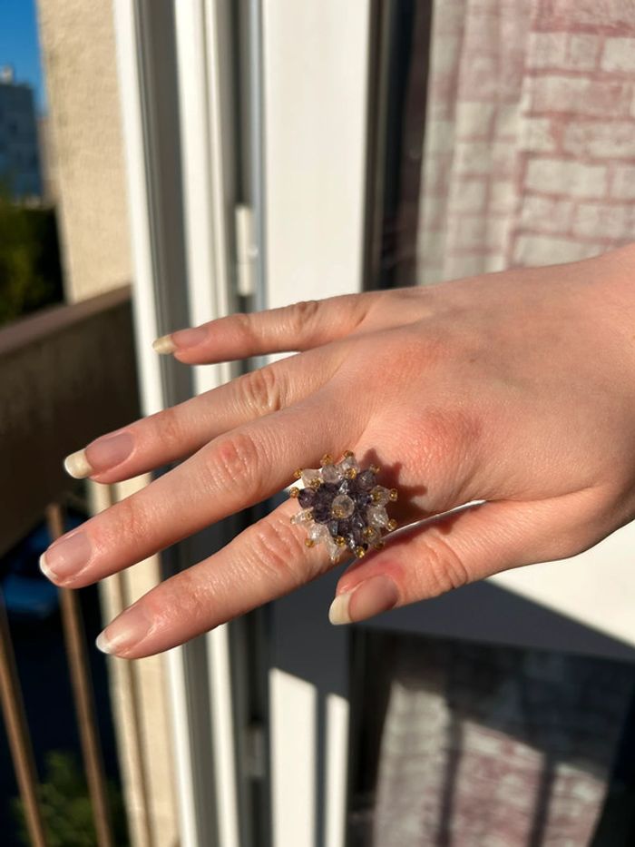 Bague fleur perle - photo numéro 2
