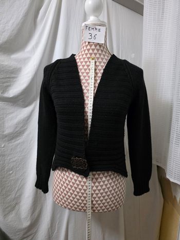 Boléro/pull,noir,en acrylique & laine,en très bon état, largeur d'épaule 40cm, largeur sous bras 43cm,longueur 44cm, marque Camaïeu =5€