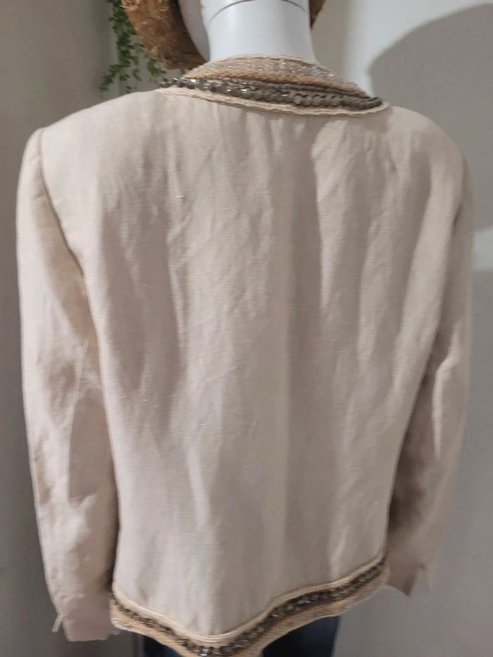 Veste perles avec du lin - photo numéro 7