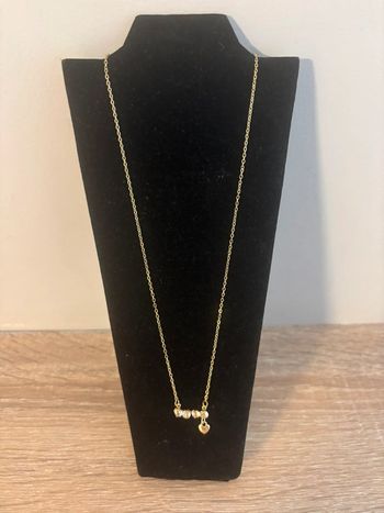 Collier 1314 zircone blanc acier inoxydable couleur or