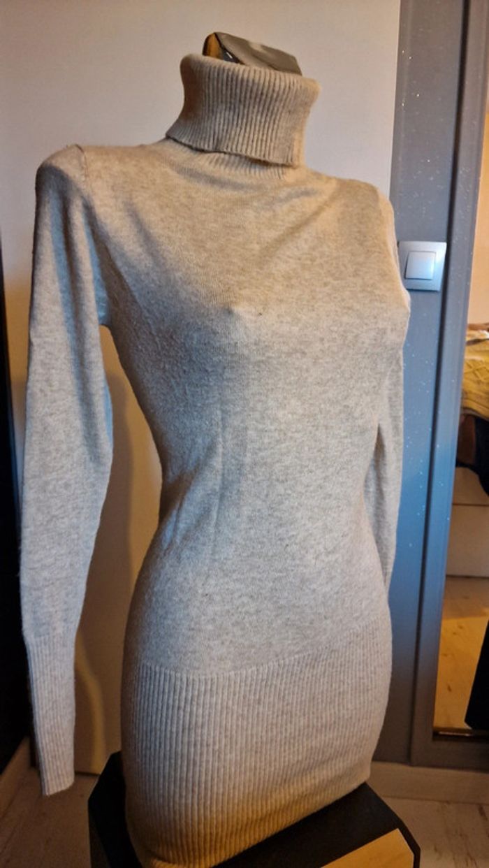 Robe Pull colle roulé marron clair