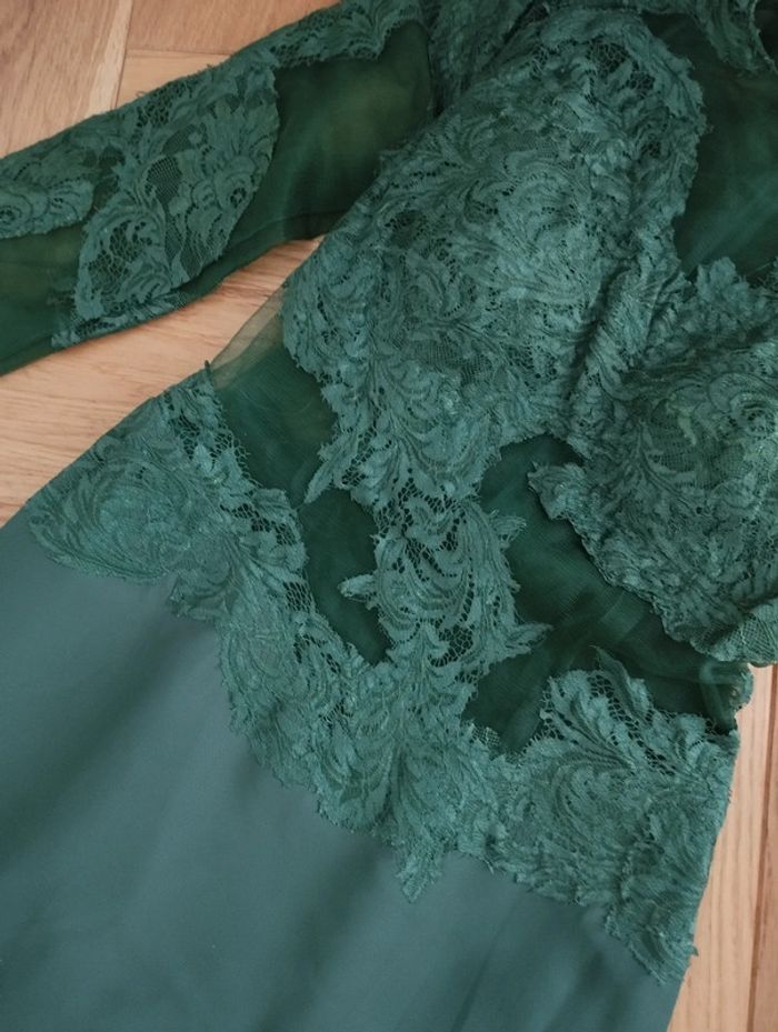 Robe longue verte forme sirène - taille affinée - photo numéro 4