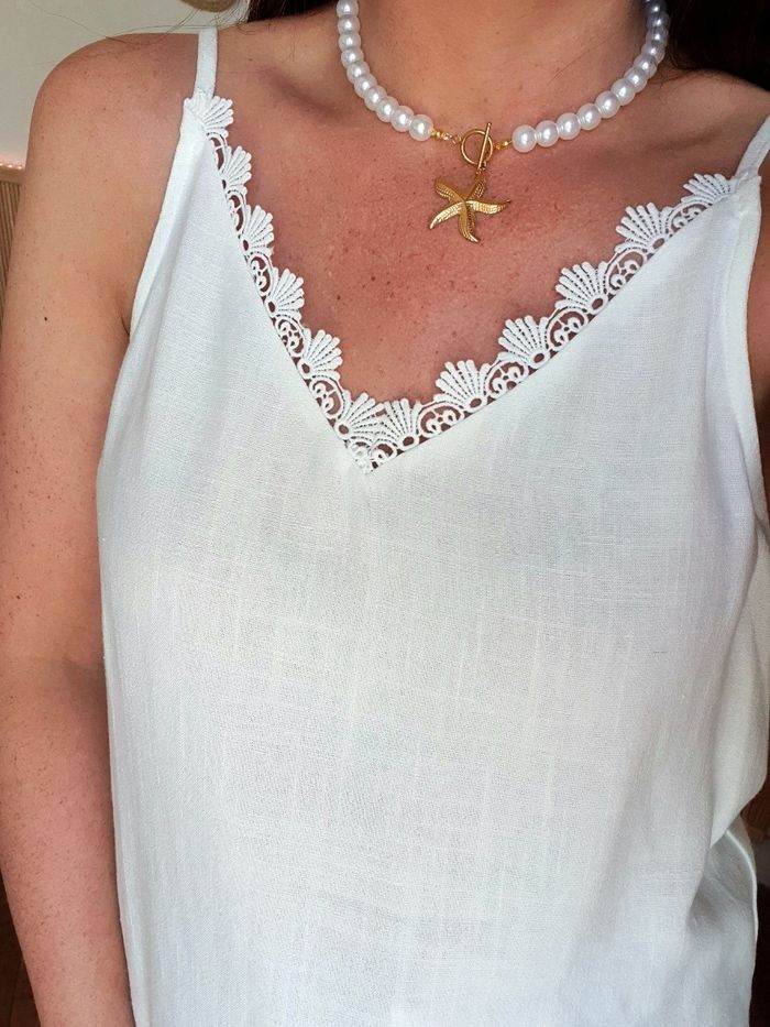 Top fluide Alex blanc dos dentelle Taille S/M - photo numéro 4