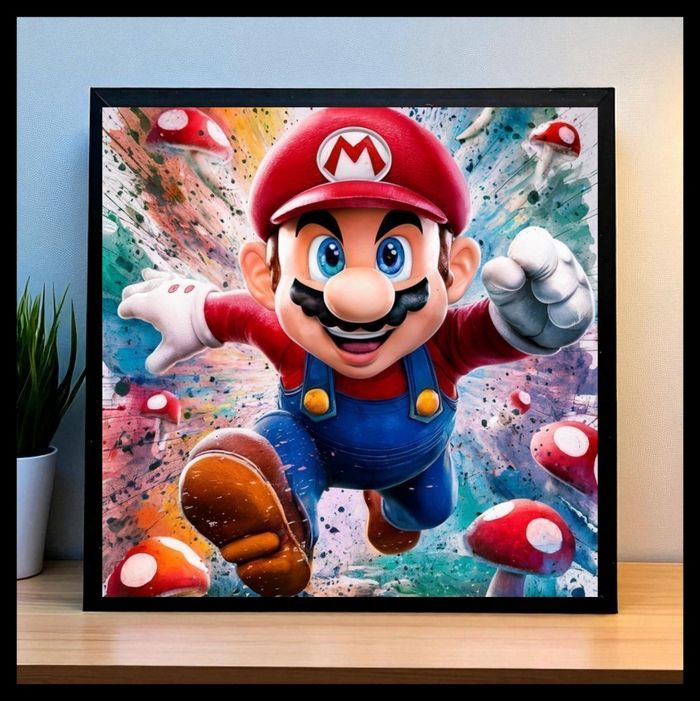 Cadre noir Super Mario Bros neuf sous emballage format 20x20cm