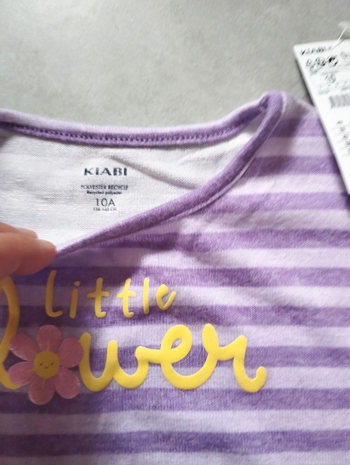 * T-shirt violet en maille doudou T10A Kiabi - photo numéro 4