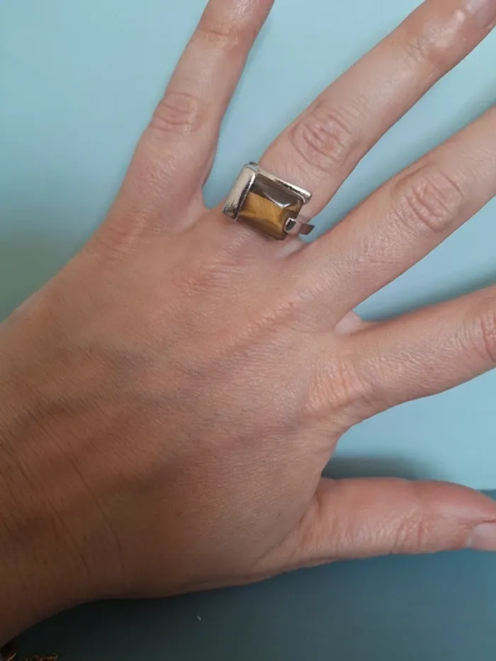 Bague Œil de tigre - Taille 17 - photo numéro 5