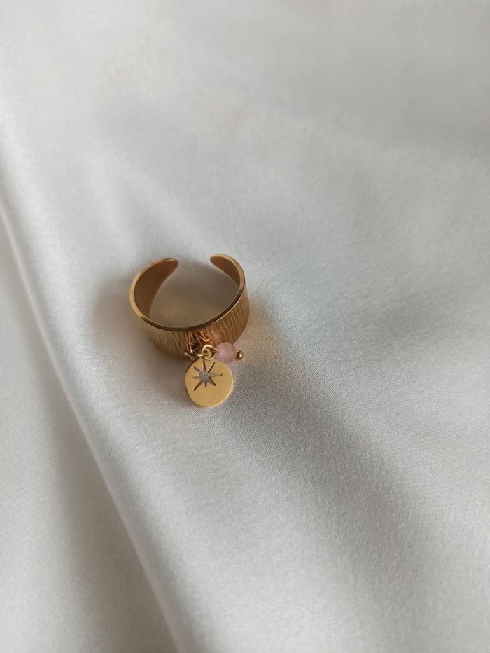 Bague en acier inoxydable ajustable doré très tendance - photo numéro 2