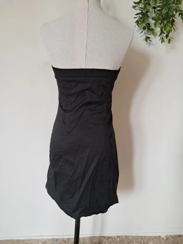 Robe bustier noire style militaire boutons argentés - photo numéro 4