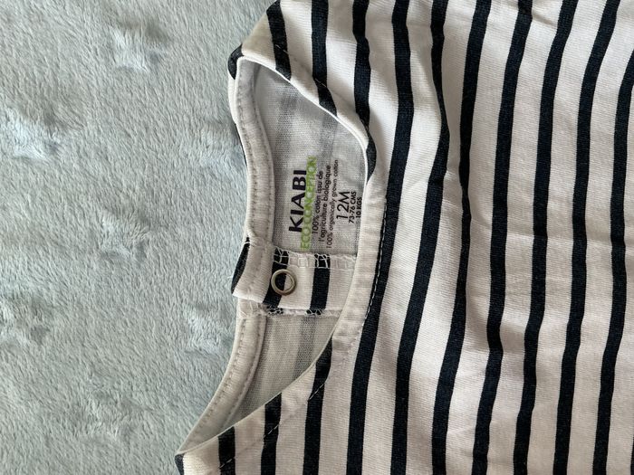 teeshirt manches courtes marine et blanc 12 mois kiabi ouverture devant - photo numéro 7
