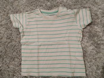 T-shirt Blanc rayé vert Vertbaudet