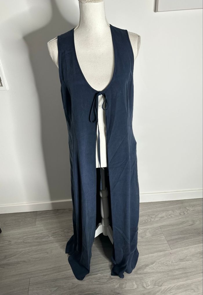 Robe longue oversize ouverte bleue marine Cerruti Vintage T40 L