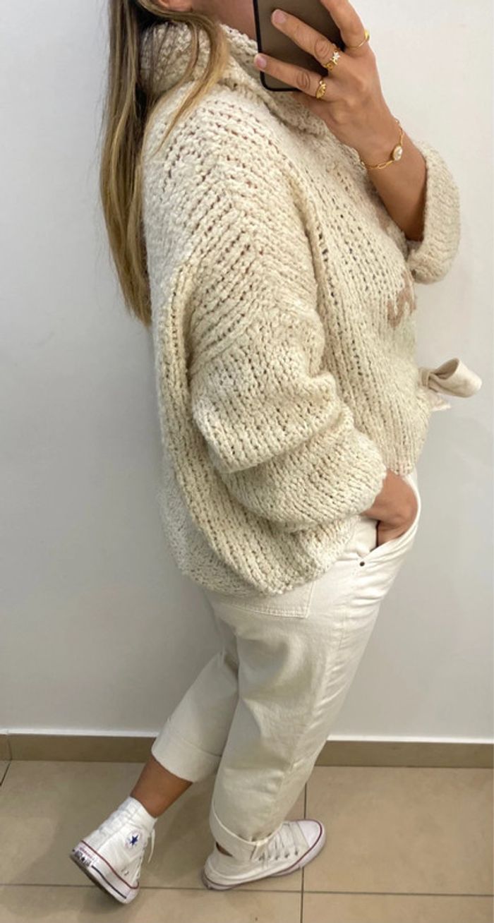 Superbe Pull Col Roulé Maille Distendu Taille Unique - photo numéro 9