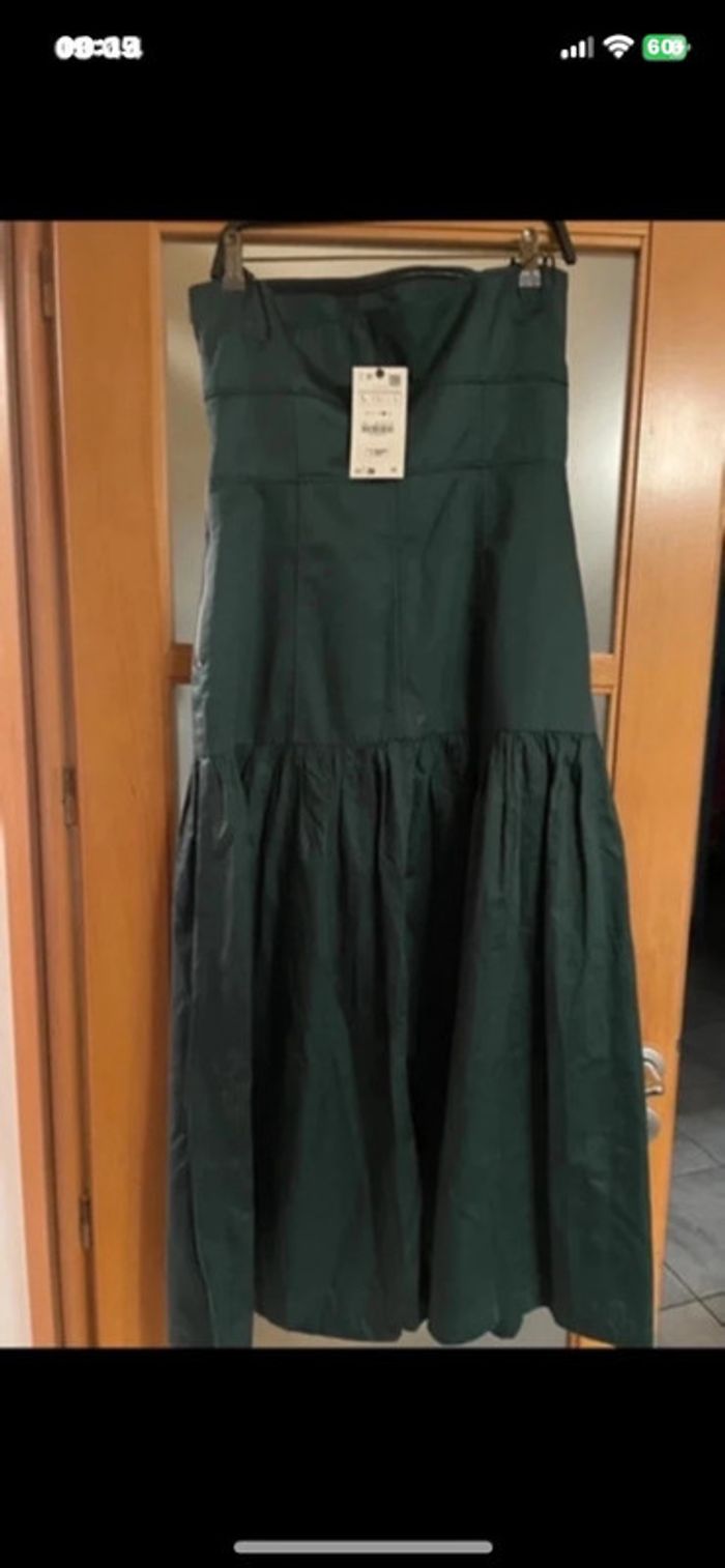 robe longue corset bustier taille L vert foncé Zara. - photo numéro 2