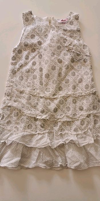 Robe fille blanche et grise 3 ans Adélie