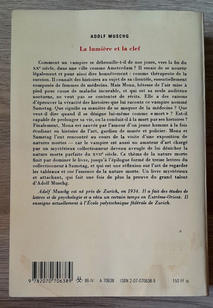 Adolf Muschg - La lumière et la clef roman d'éducation d'un vampire - photo numéro 3