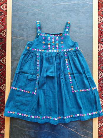 Robe verte brodée de fleurs DPAM 6 ans