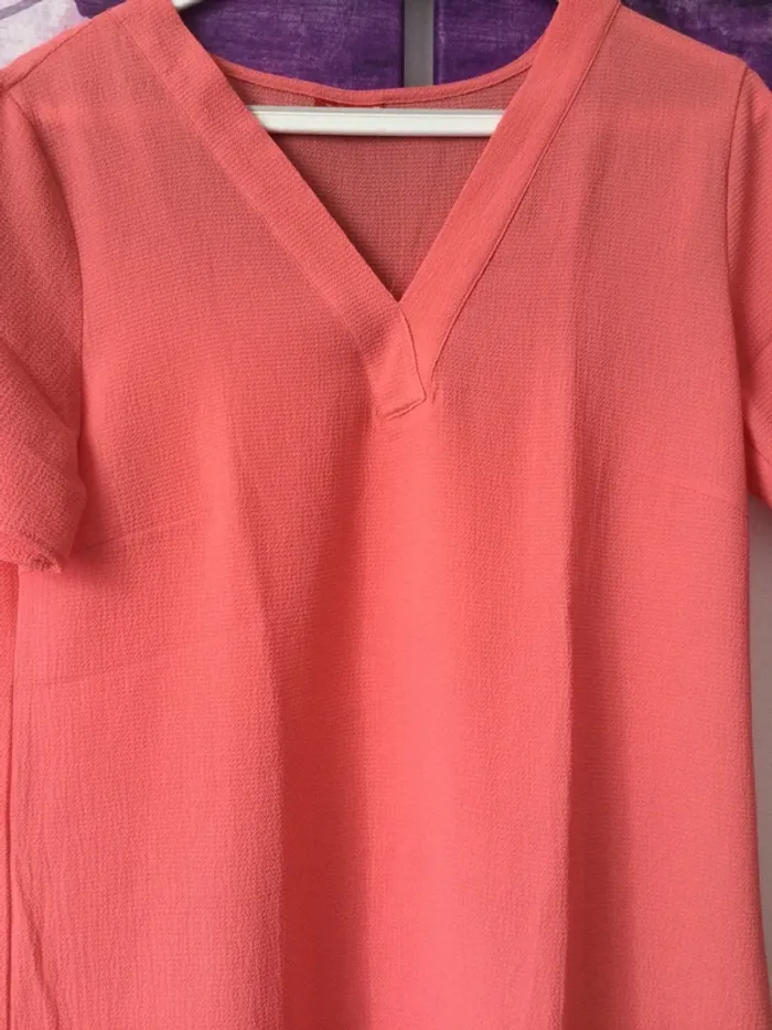 Blouse fluide d’été manches courtes corail T38 - photo numéro 3