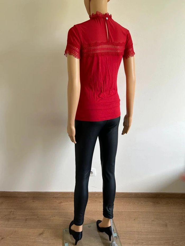 Top rouge à manches courtes avec dentelle Morgan taille M TBE (taille petit) - photo numéro 10
