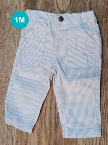Pantalon rayures beige Brioche 1 mois
